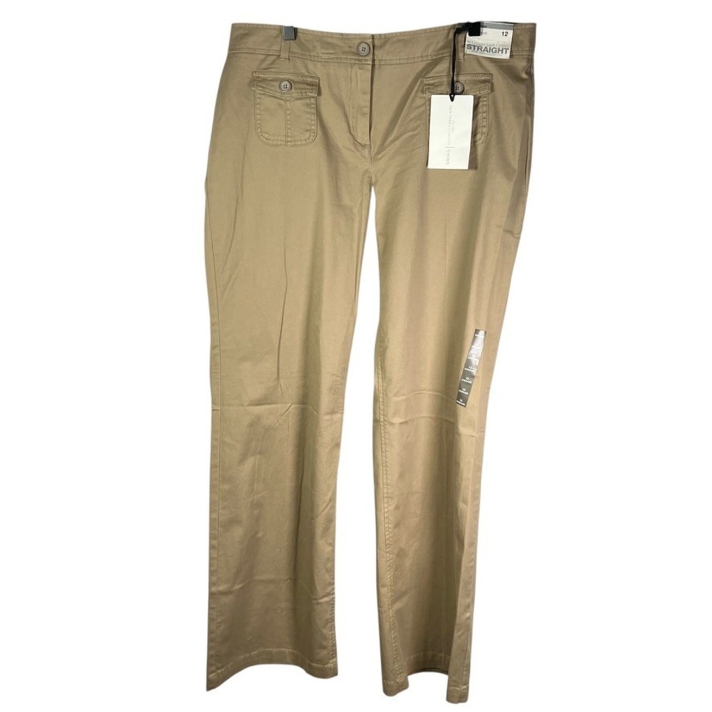 New York & Company‎ Manhattan Chino Straight Leg Khaki Pants Size 12 Average New